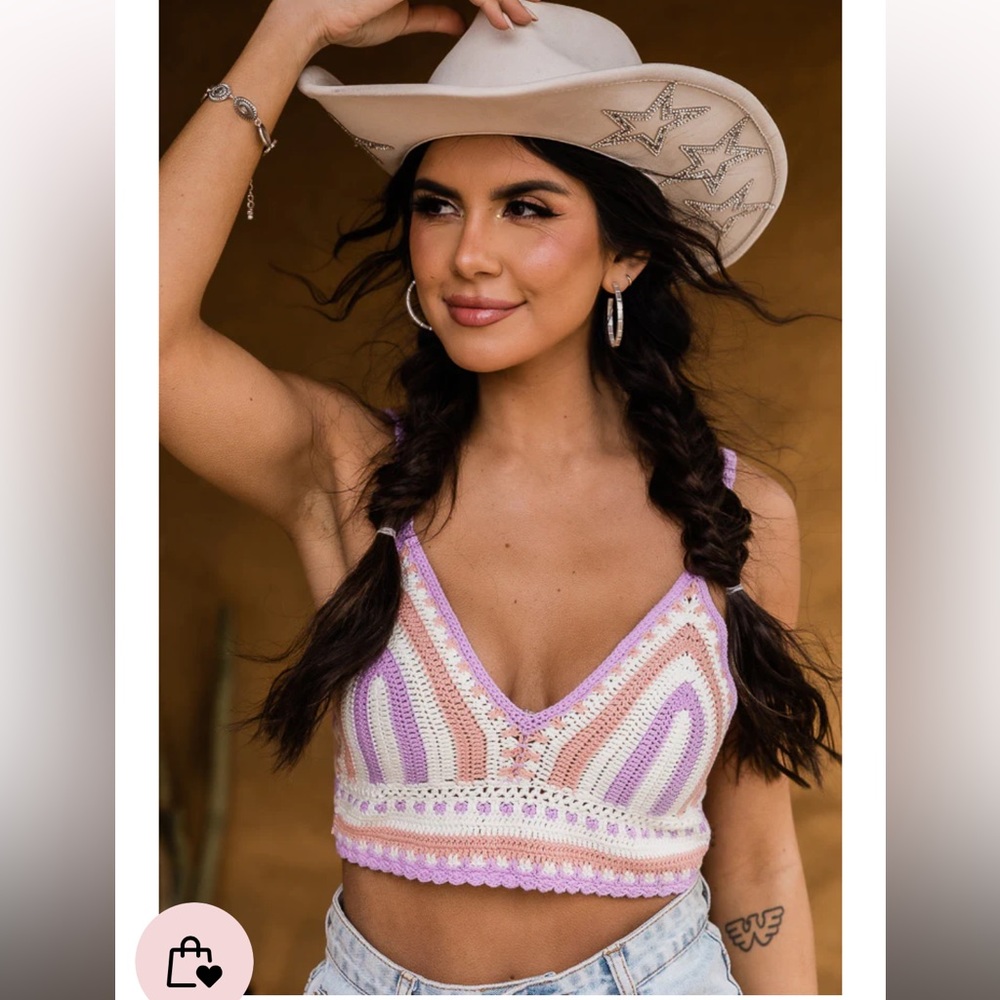 JUST ABOUT OVER YOU LAVENDER MULTI KNIT CROP TOP